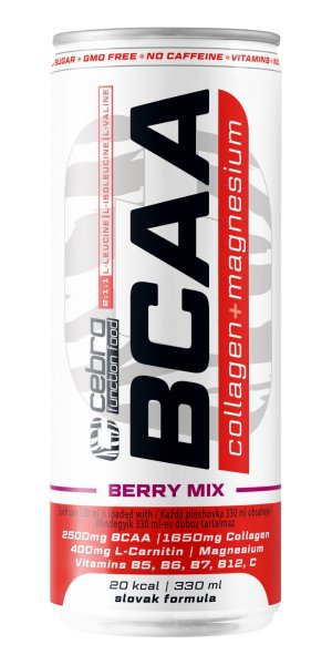 CEBRA BCAA Magnézium + kolagén - Zmes bobuľového ovocia 330ml