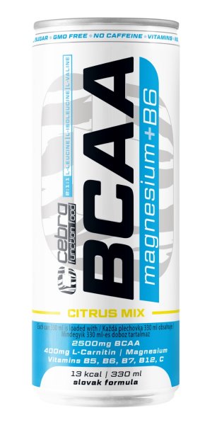 CEBRA BCAA Magnézium + B6 – Zmes citrusového ovocia 330ml